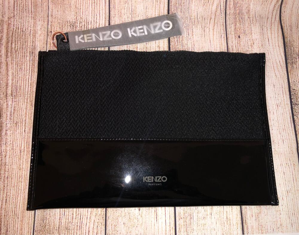 Kenzo Perfumes Black Zippered Cosmetic Bag Rare New